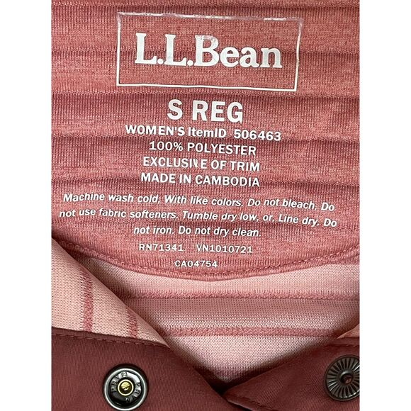 L.L. Bean Airlight Women's S Pink Pullover Quarter Snap Sweatshirt Knit Striped - Picture 4 of 8